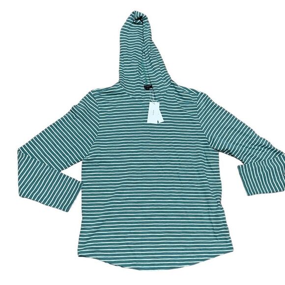 Vince Fine Striped Hoodie Size large green - Picture 1 of 5